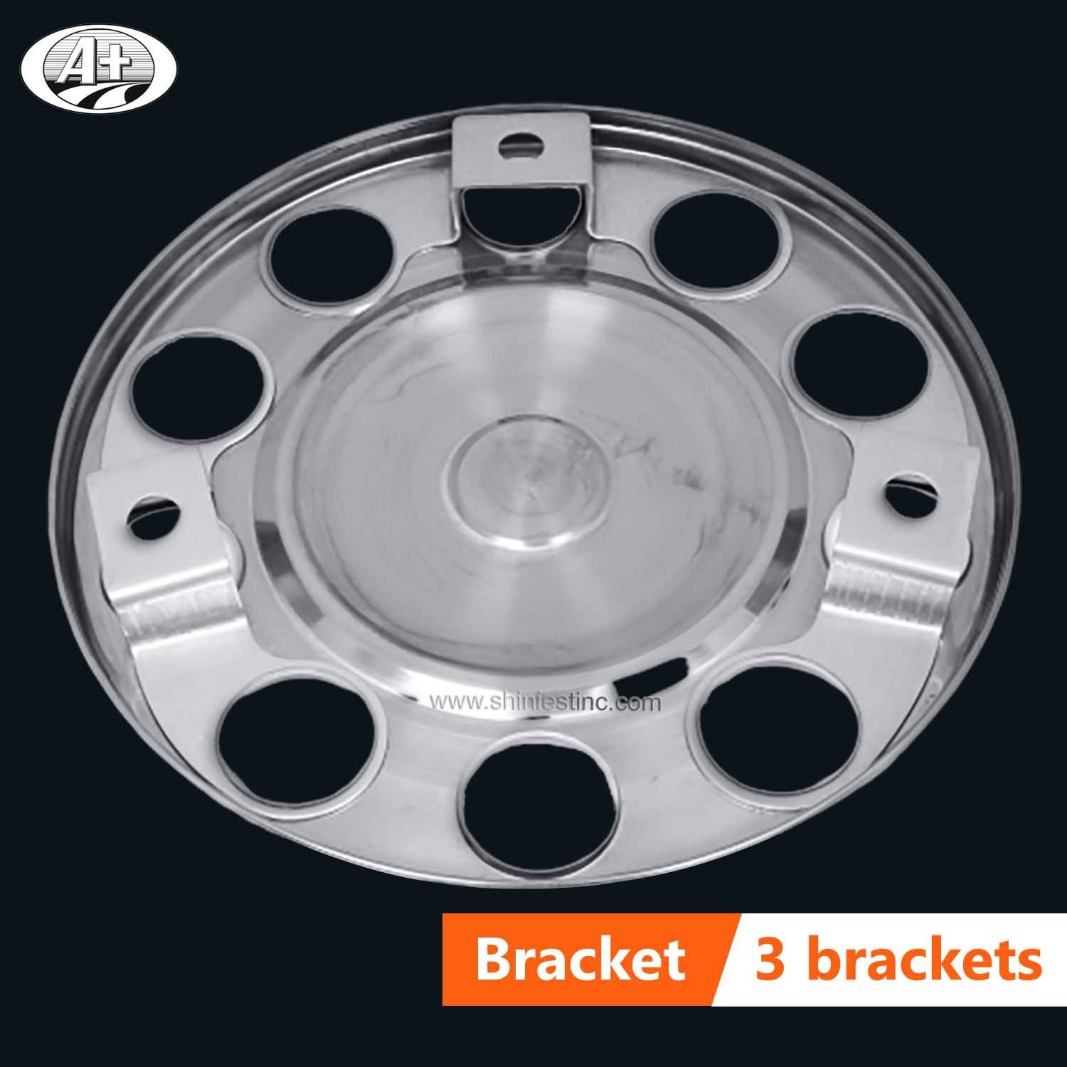 (15225F-A-A3) 22.5＂T304 S/S Protector Cover for Steel Wheel (3 Brackets)