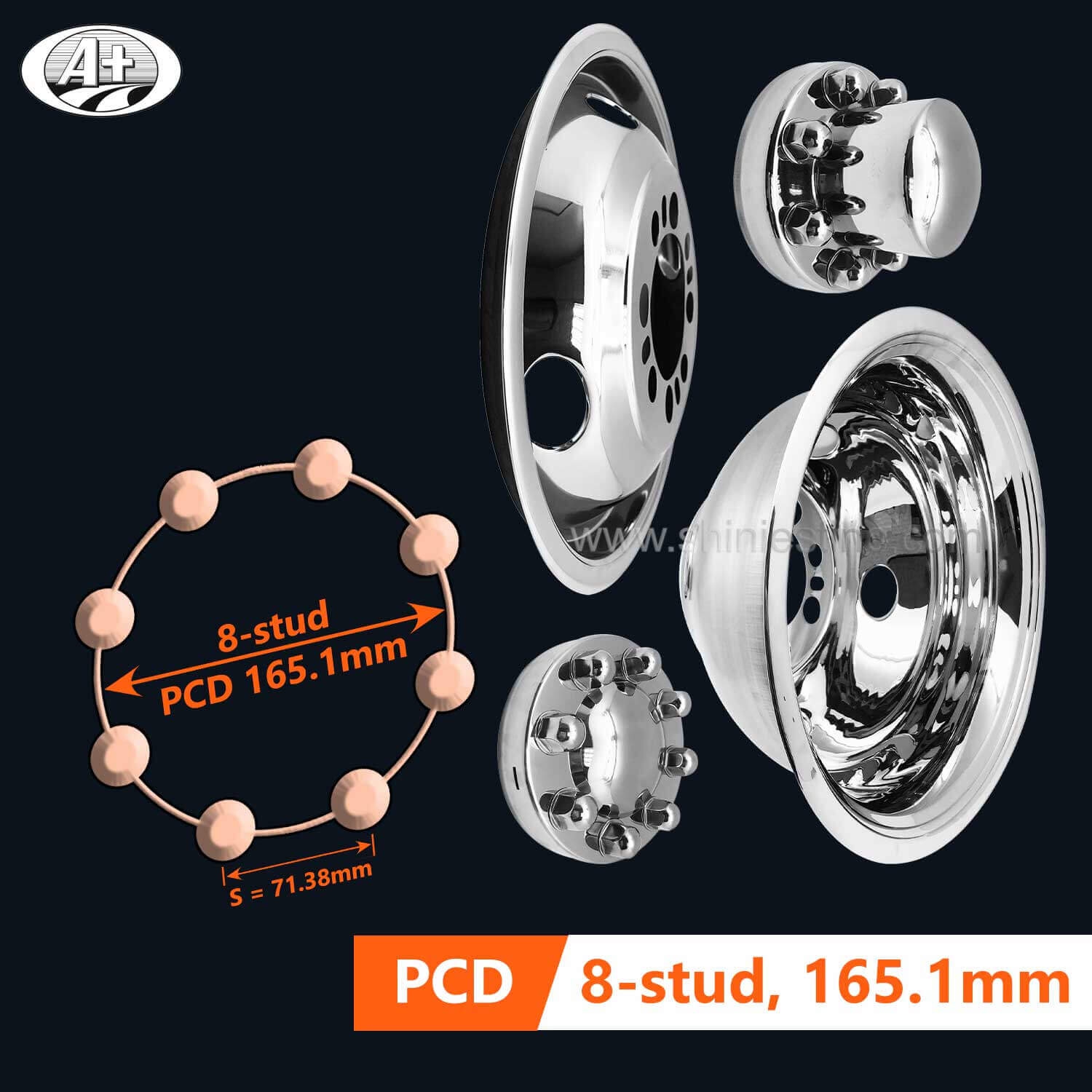 16＂x 6＂T304 S/S Wheel Cover Set for Ford F350 2W & GM C/K 2WD