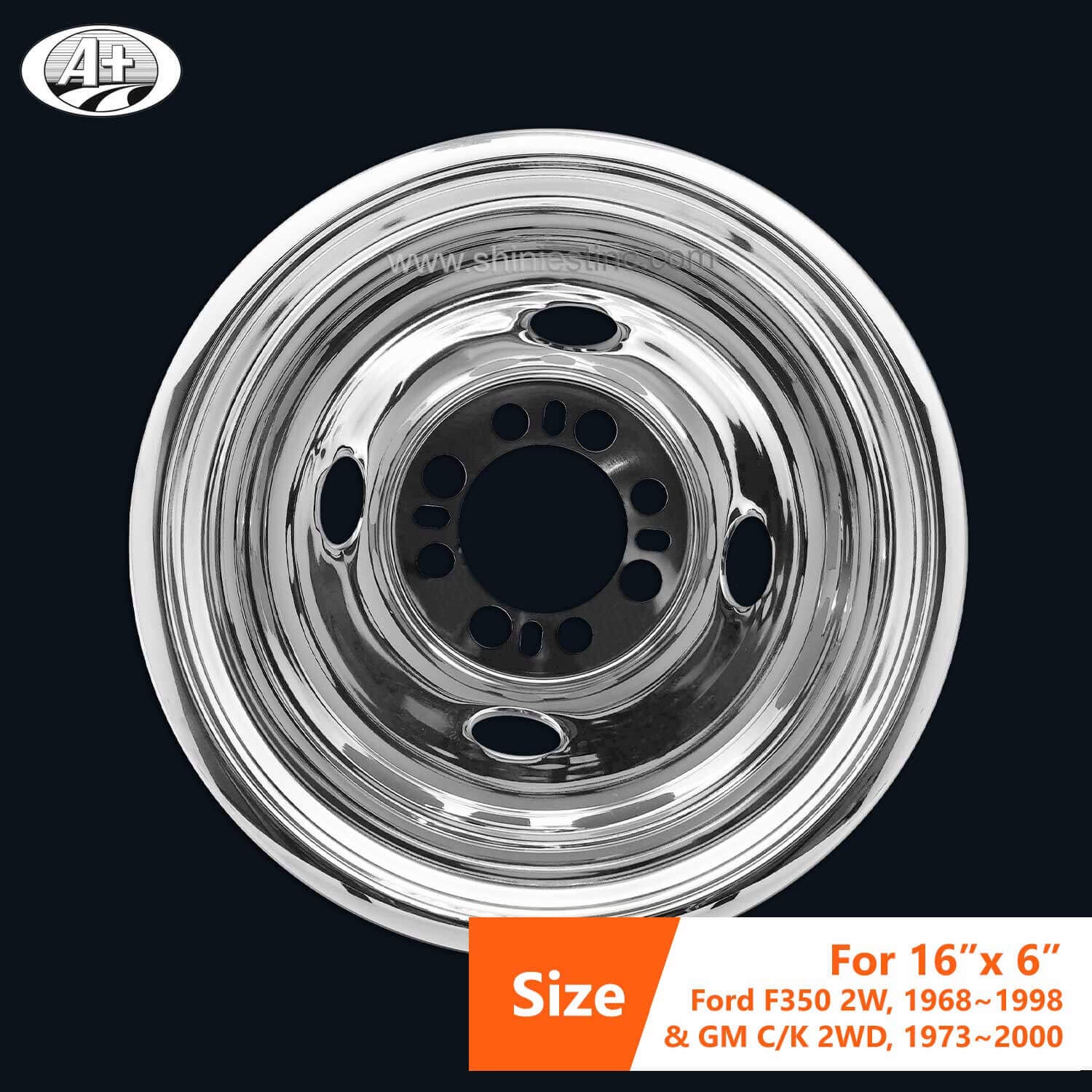 16＂x 6＂T304 S/S Wheel Cover Set for Ford F350 2W & GM C/K 2WD