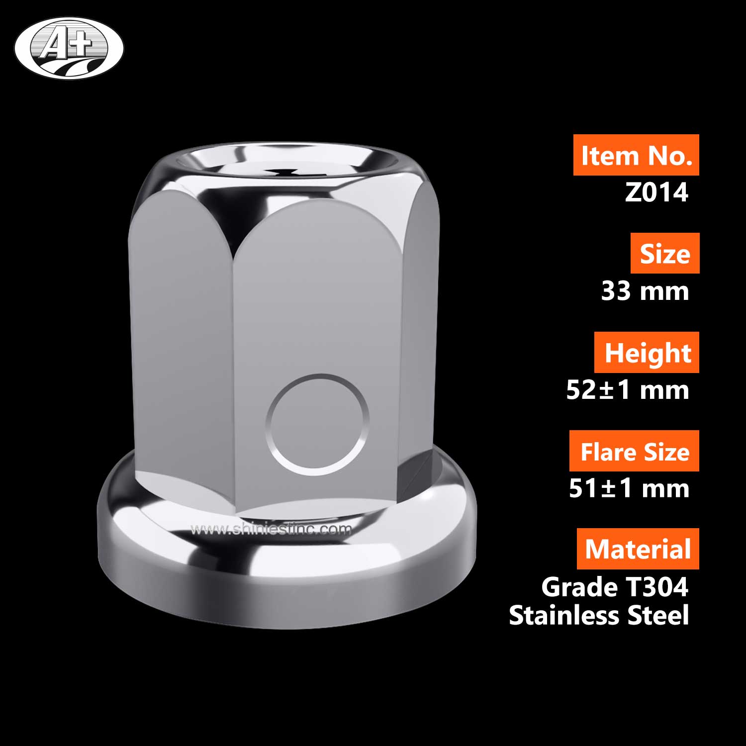 (Z014) S/S Wheel Lug Nut Cover (Wheel Nut Size 33mm)