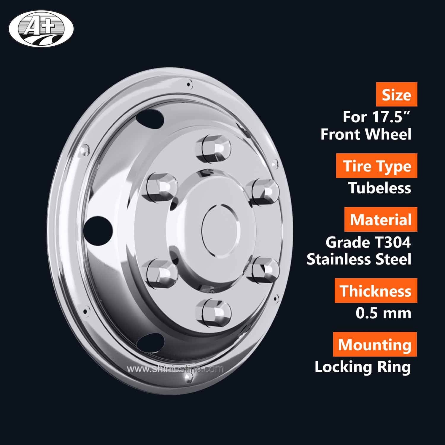 17.5＂T304 S/S Front Wheel Trim (Deluxe Style) for Trucks/Buses