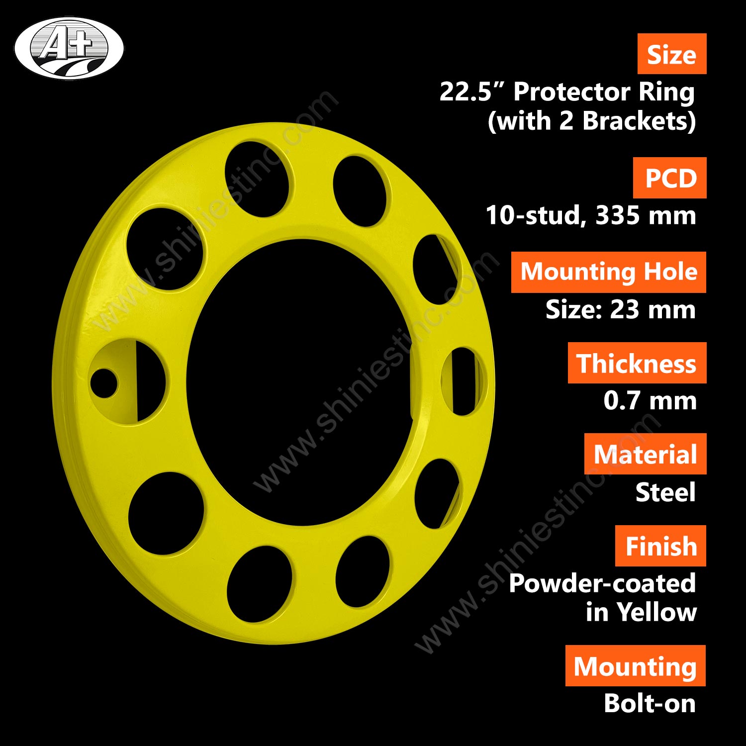 22.5 (Yellow, 2 Brackets) Steel Powder-coated Protector Cover