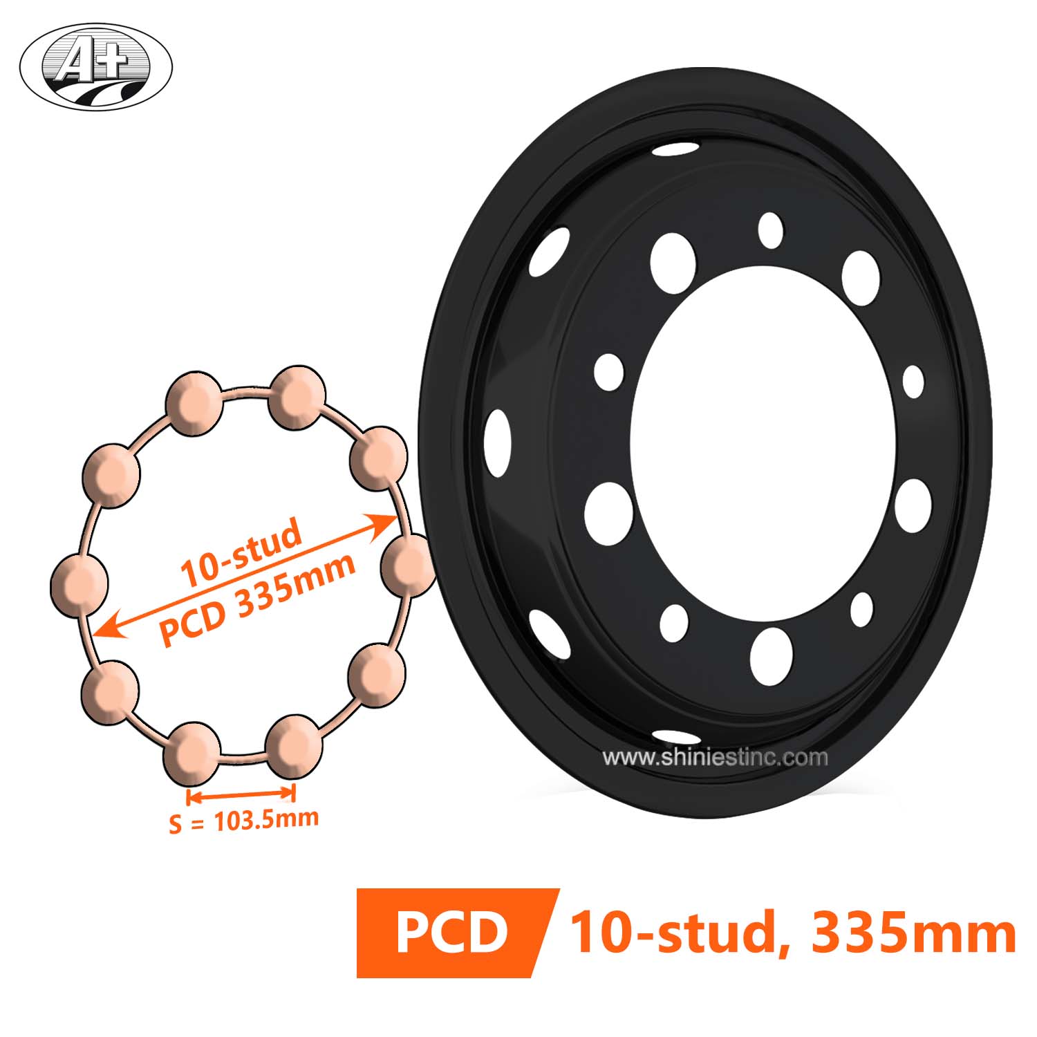 22.5＂x 8.25＂& 22.5＂x 9.0＂S/S Wheel Cover for Front Wheel (Black)
