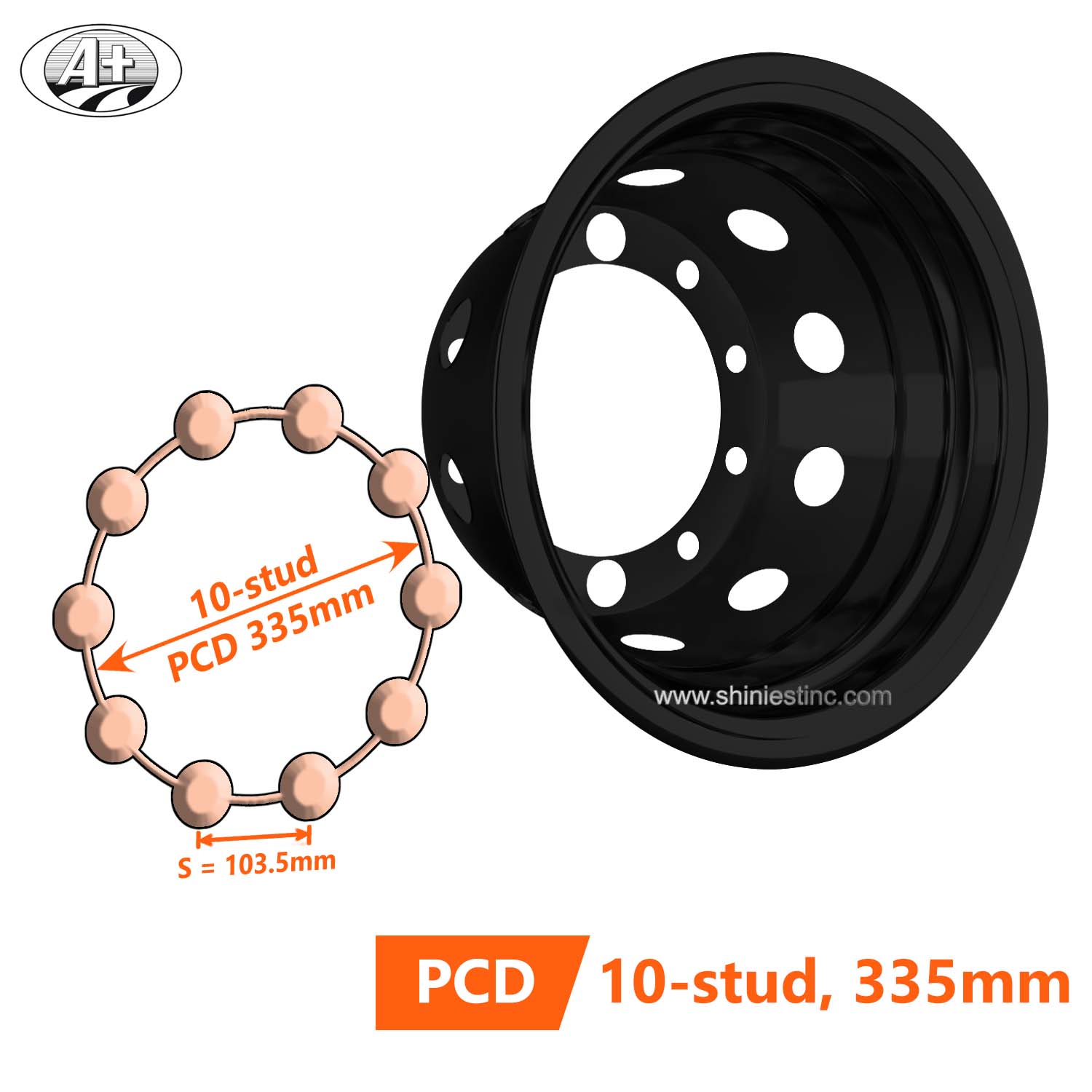 22.5＂x 9＂Stainless Steel Deep Wheel Liner for Rear Dual Wheel (Black)
