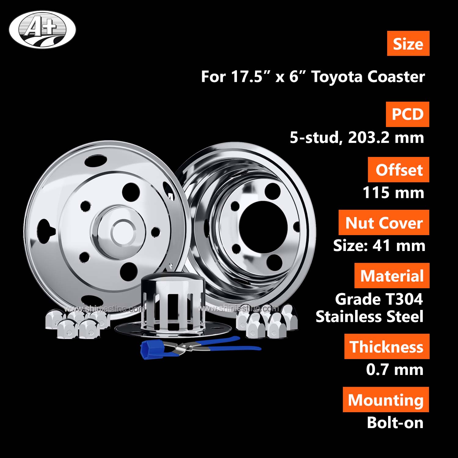 17.5” x 6” Wheel Trim Set for Toyota Coaster