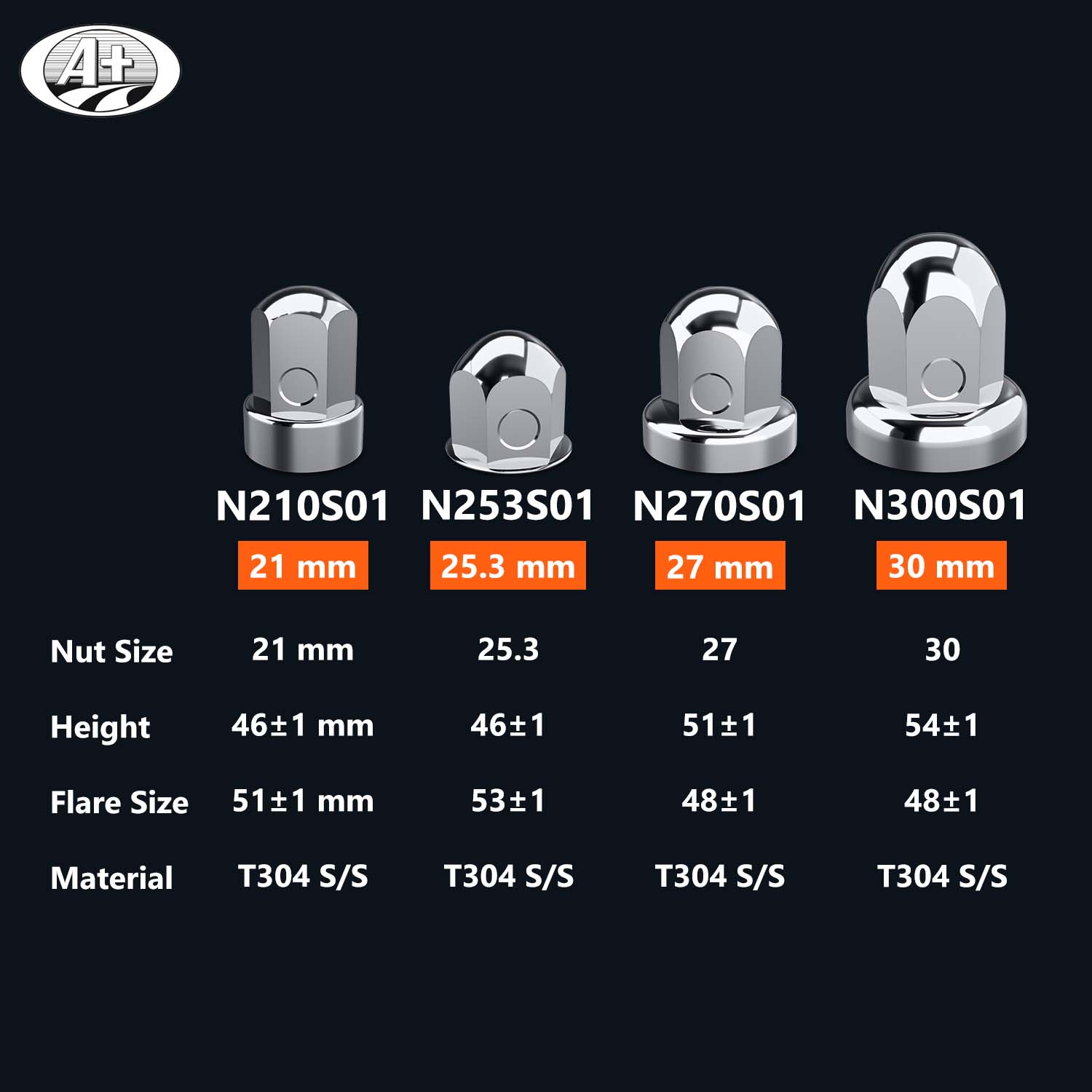 S/S Wheel Lug Nut Cover (Wheel Nut Size 20mm)