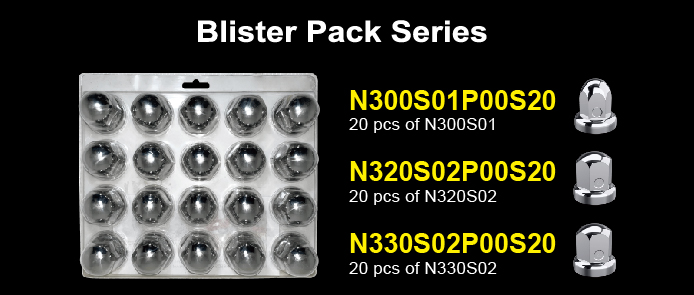 S/S Wheel Lug Nut Cover in Blister Pack (Wheel Nut Size 33mm)