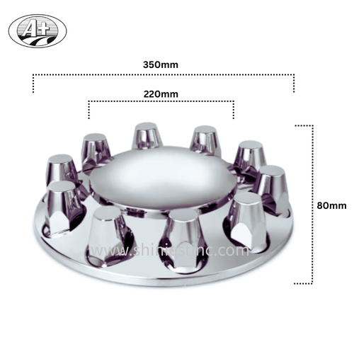 22.5 ABS Chrome Wheel Cover Set – High-Gloss Decorative Dome Style (Front & Rear)