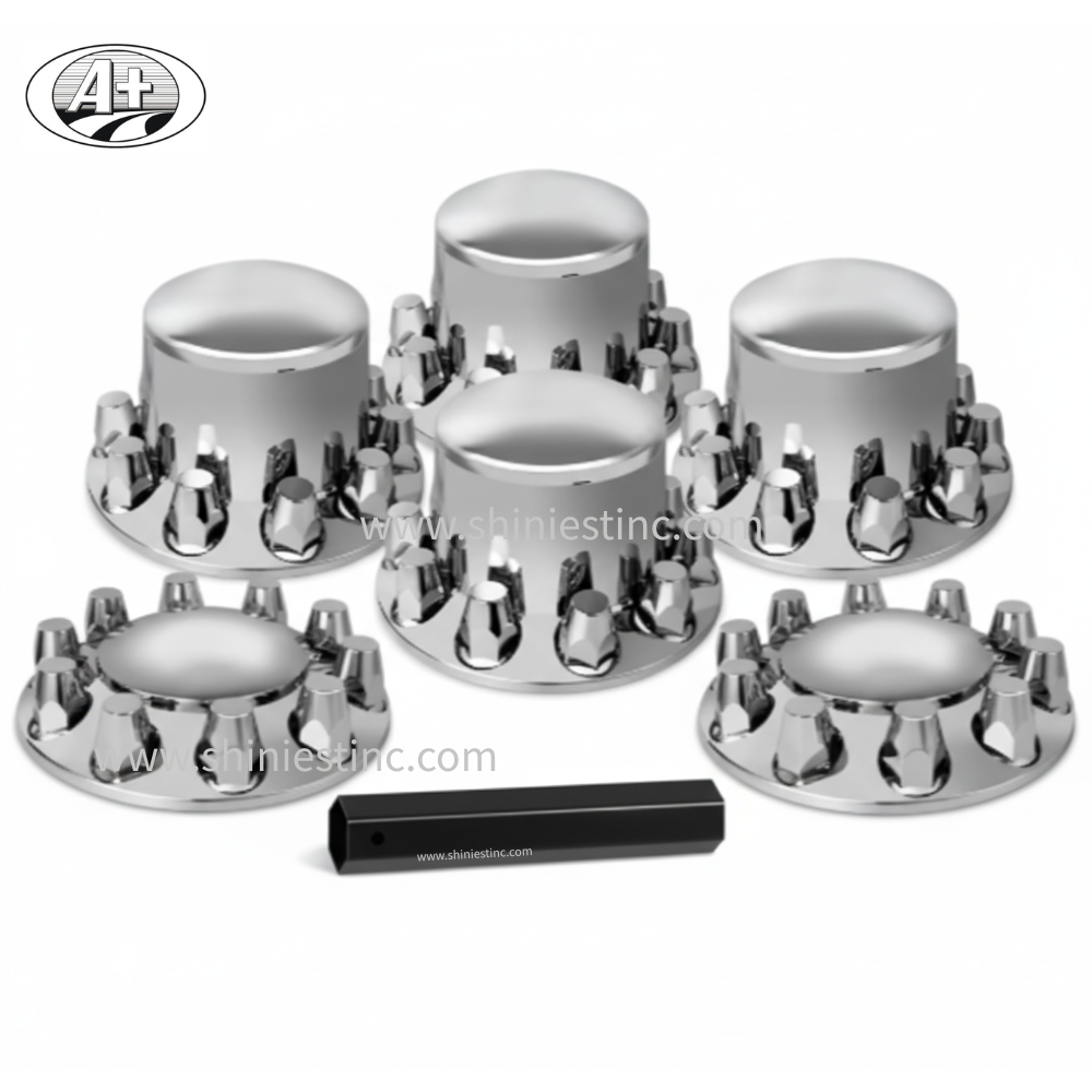 22.5 ABS Chrome Wheel Cover Set – High-Gloss Decorative Dome Style (Front & Rear)