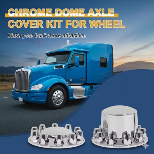 22.5 Plastic Chrome Wheel Cover –  Front Axle Dome ABS Hubcap