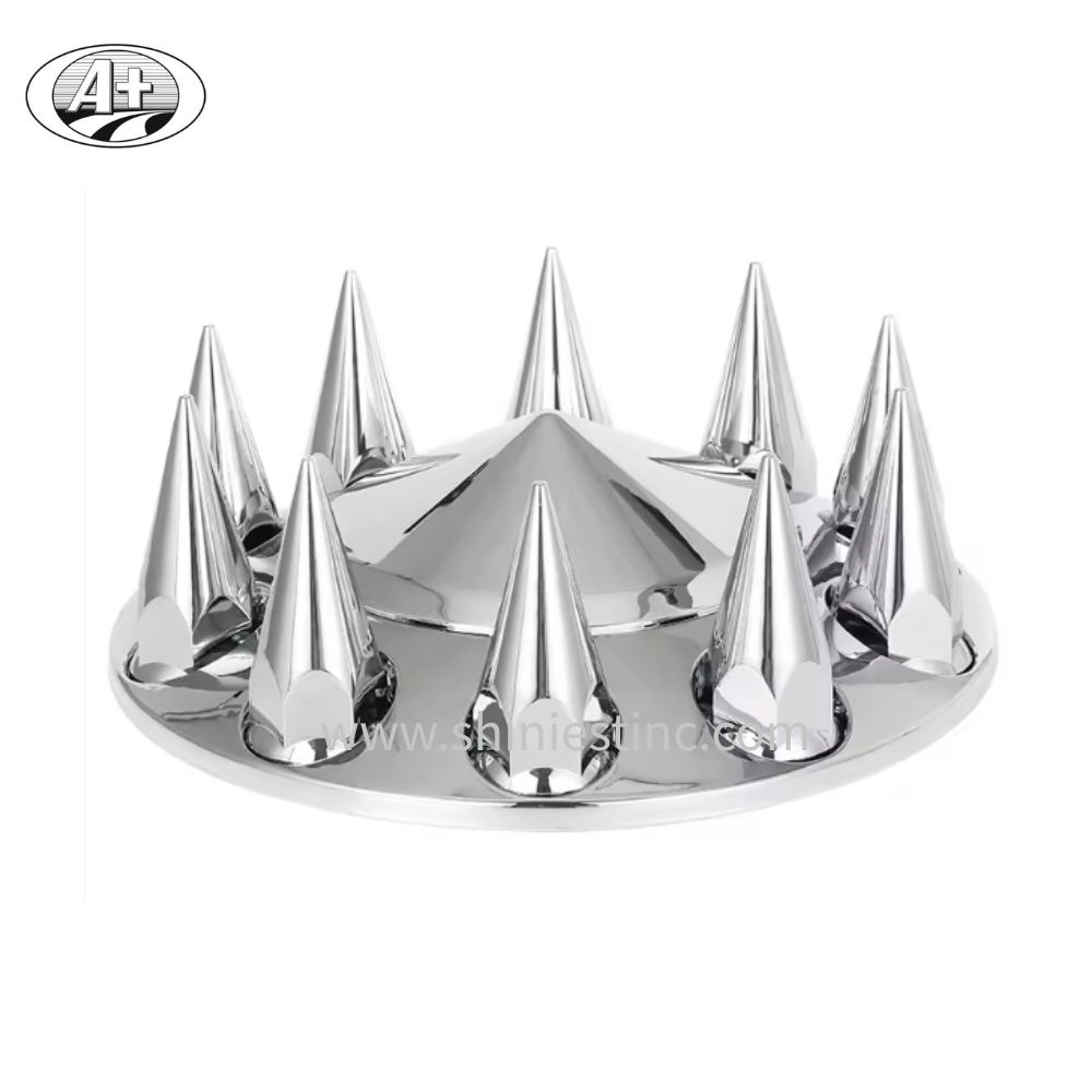 22.5 Plastic Chrome Wheel Cover Set ABS  Low Spike Style – Front & Rear Axle