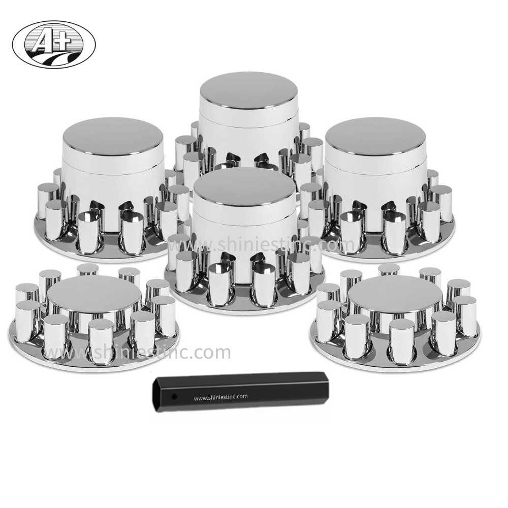 22.5 Plastic Chrome Wheel Cover Set ABS  Flat Style – Front & Rear Axle