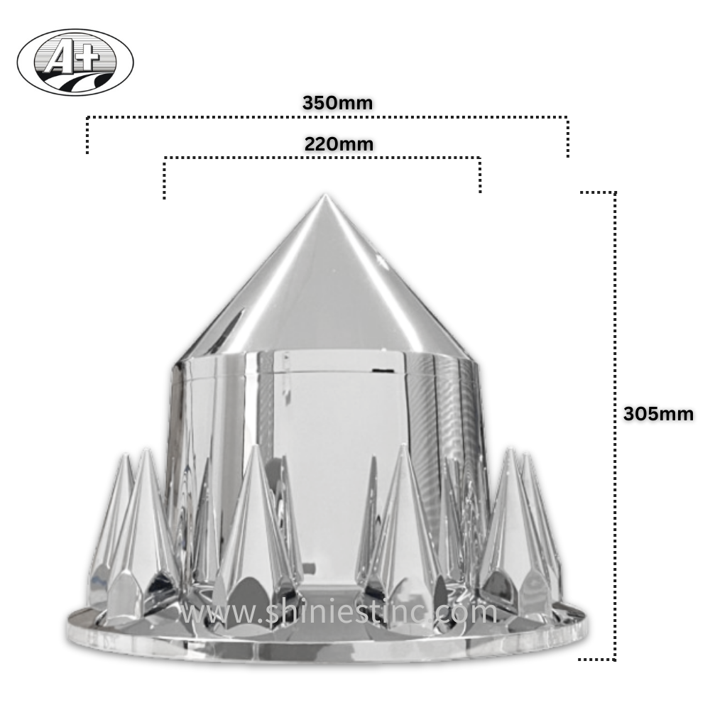 22.5 Plastic Chrome Wheel Cover Set ABS- Tall Spike Style – Front & Rear Axle