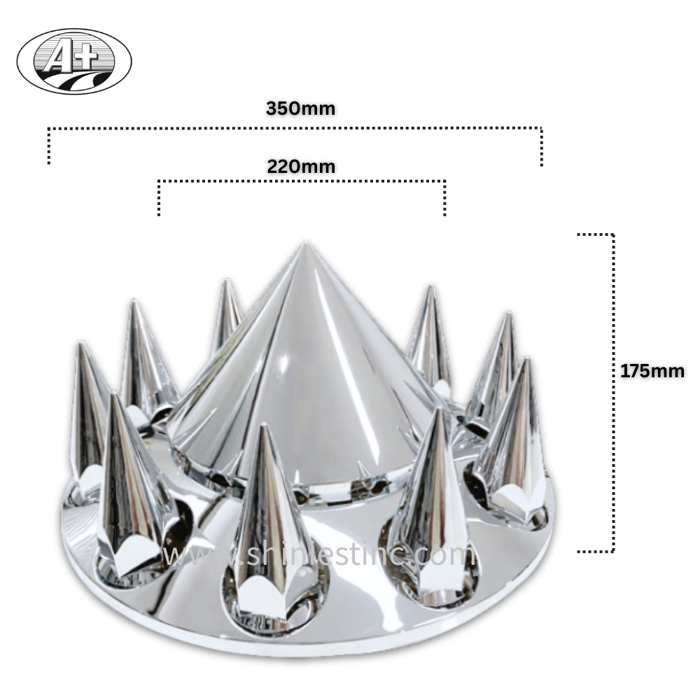 Tall Spike Front Axle Cover for 22.5 Inch with Chrome ABS