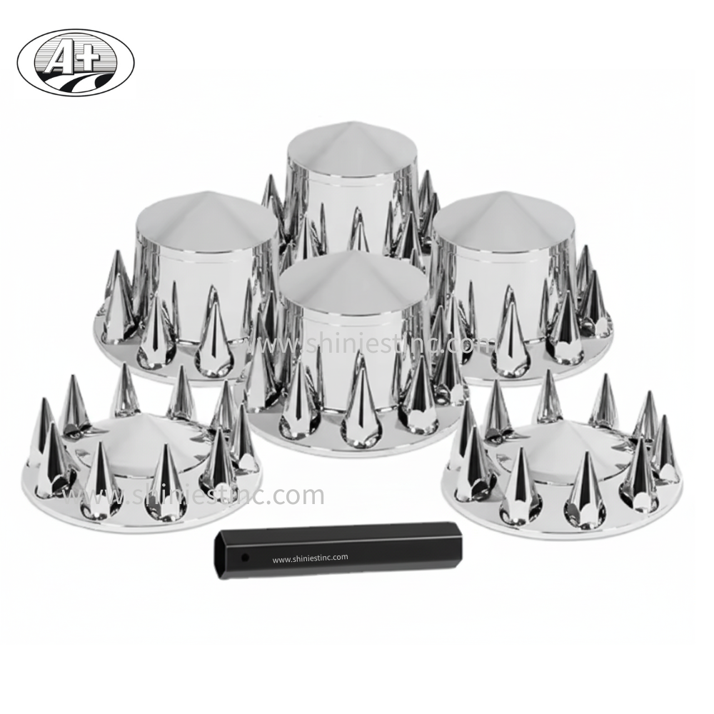 22.5” Chrome Spike Rear Axle Cover ABS Low Spike Style Bulk Wholesale
