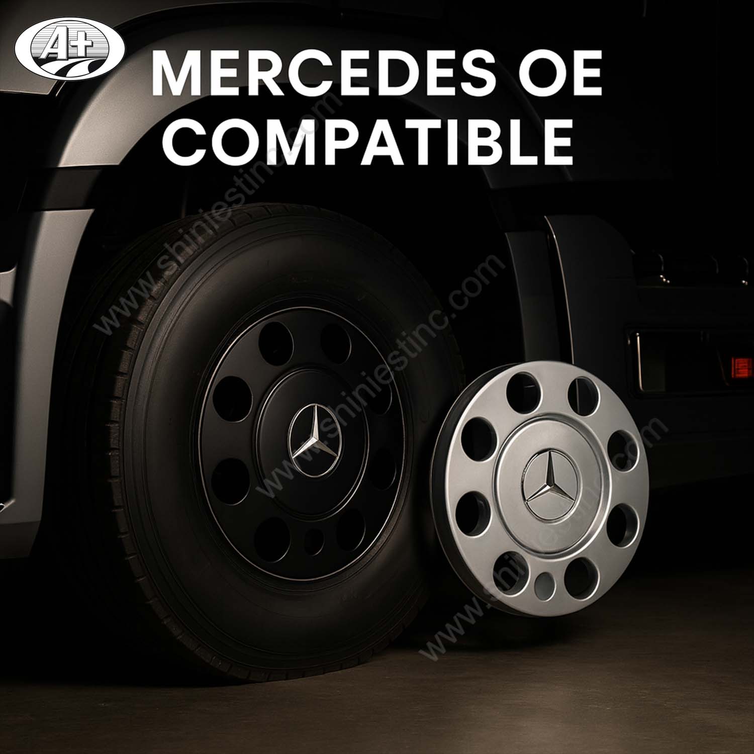 Black Wheel Cover for EU 19.5” PCD 275mm Mercedes Trucks