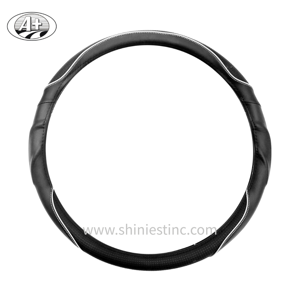 18” Anti-Slip Steering Wheel Cover for Universal Cars with Black Leather