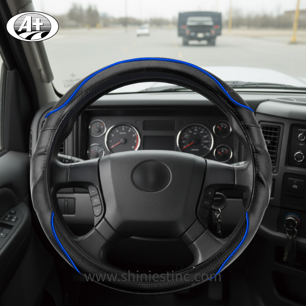 18” Anti-Slip Steering Wheel Cover for Universal Cars with Black Leather