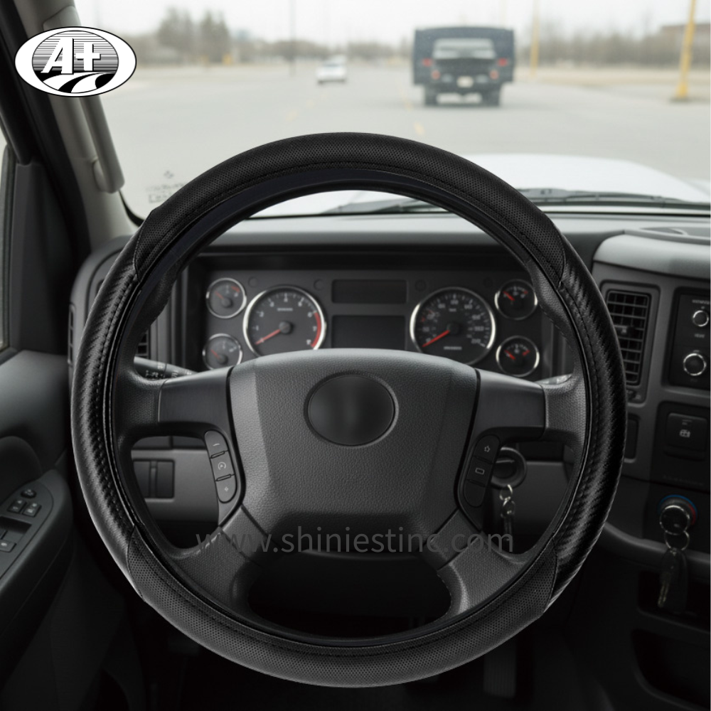 All-Black PU Steering Grip Wrap for 18 Inch / 45 Cm - Sleek Design