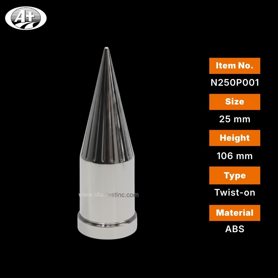 25 mm Chrome ABS Plastic Lug Nut Cover Kit & Wheel Axle Cover Tool for Semi Truck