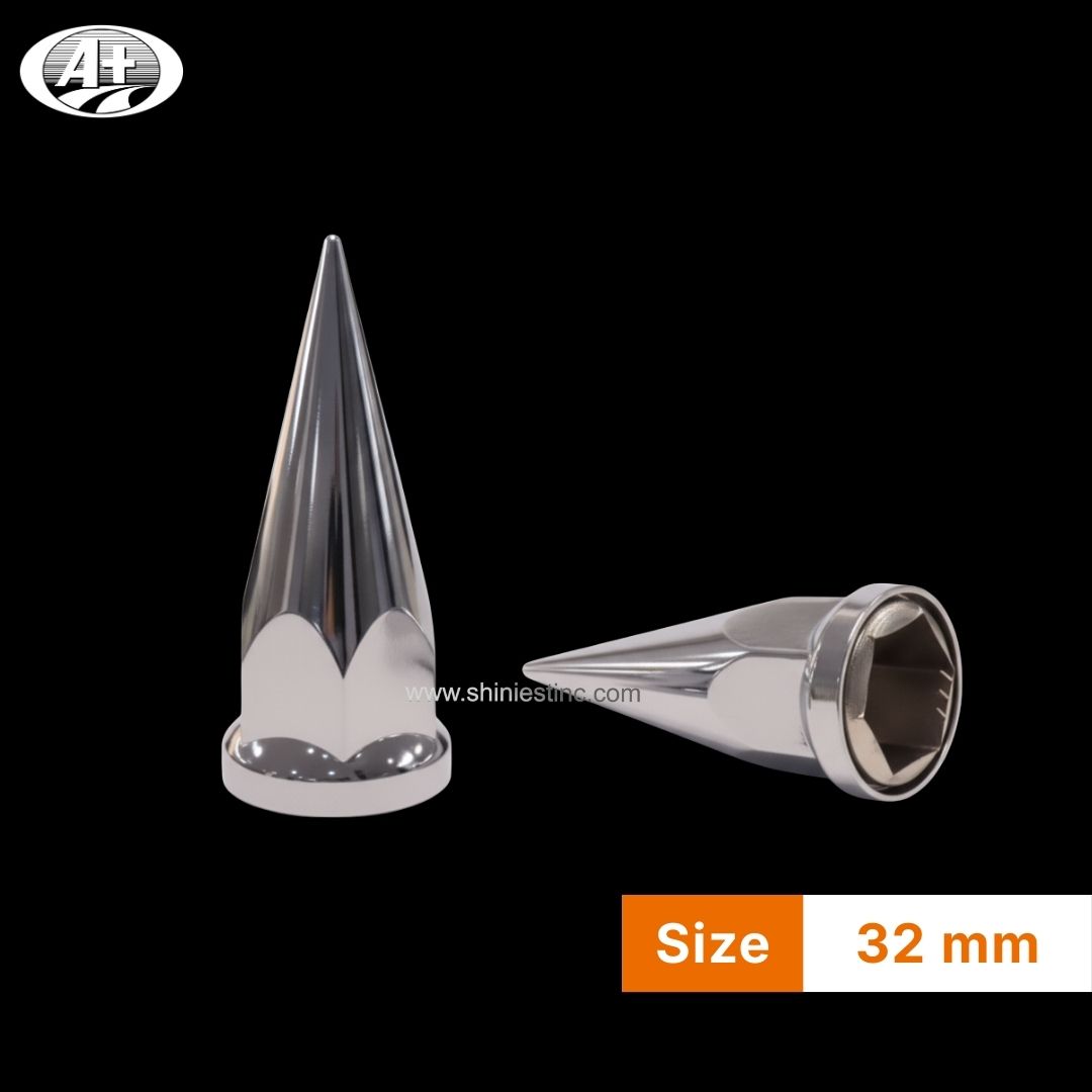 Us 22.5” ABS Chrome Spiked 32mm Wheel Nut Cover