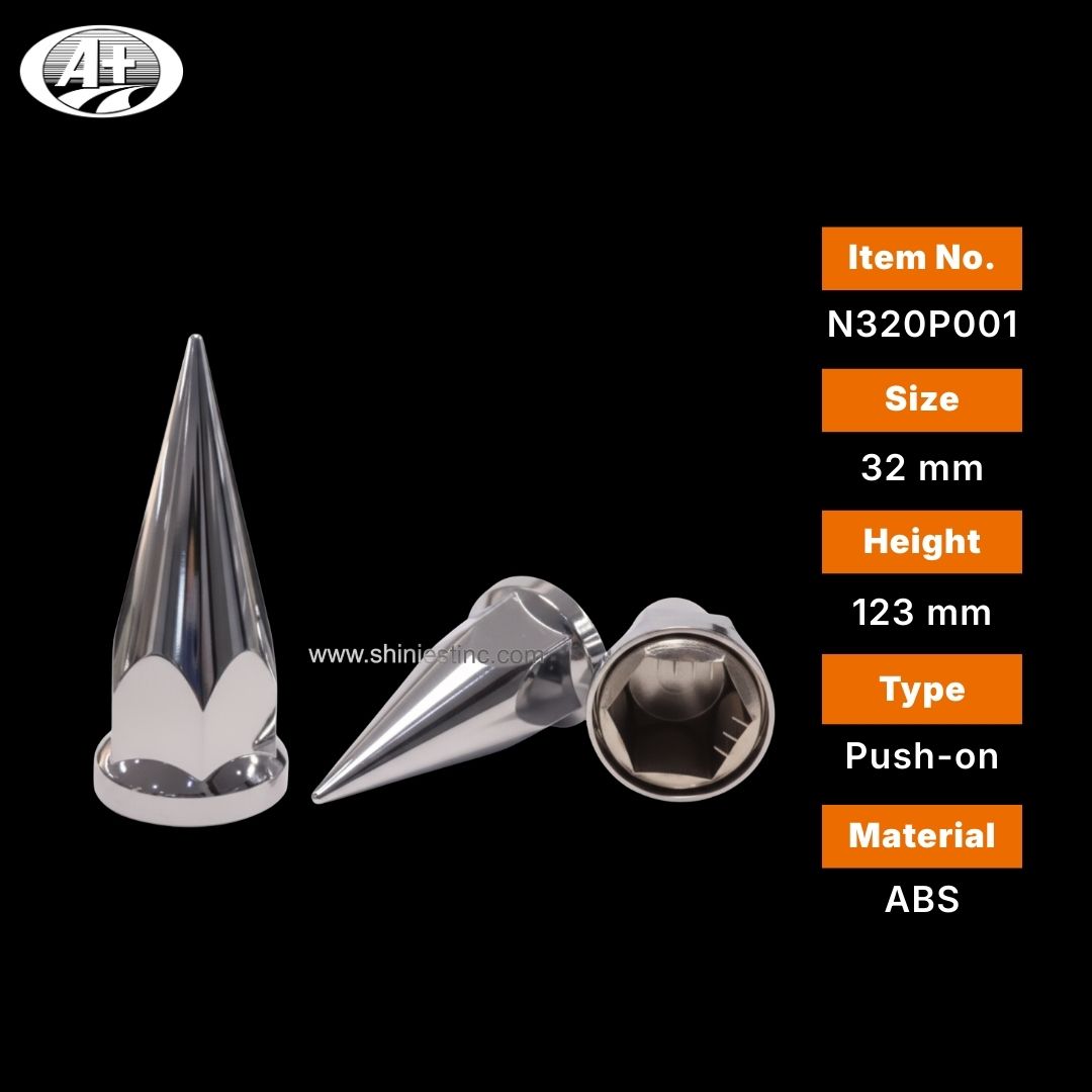 Us 22.5” ABS Chrome Spiked 32mm Wheel Nut Cover