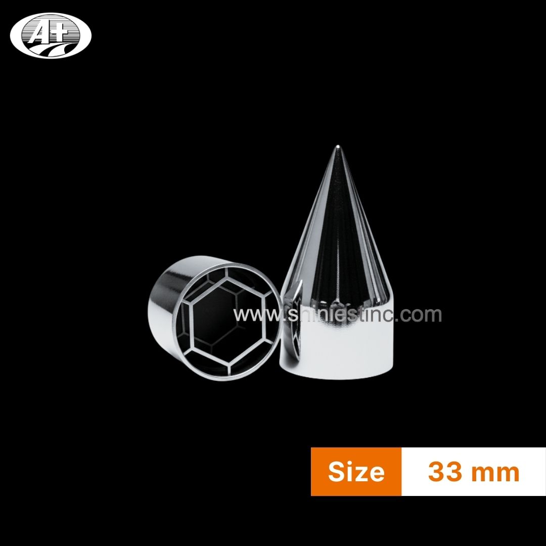 Chrome Conical 38mm Lug Nut Cover for 22.5” Wheels