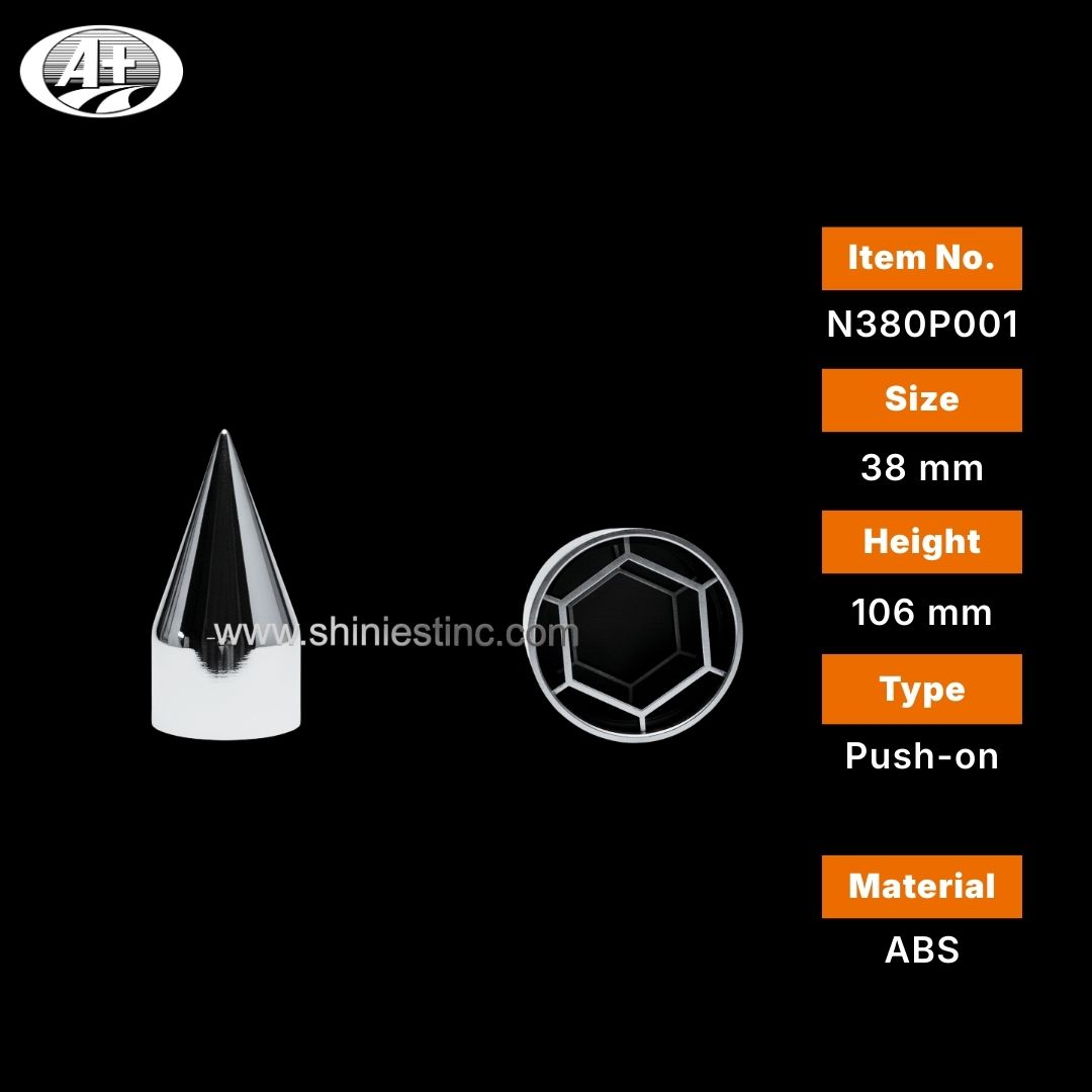 Chrome Conical 38mm Lug Nut Cover for 22.5” Wheels