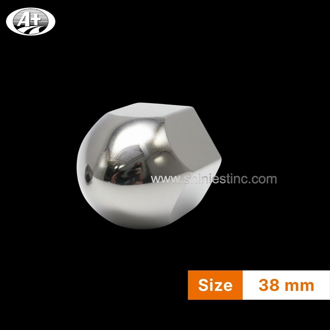 Chrome Hex Dome 38mm Nut Cover