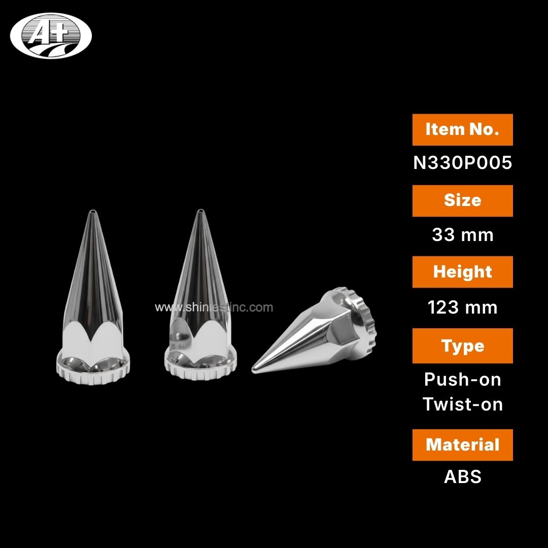 Us 22.5” ABS Chrome 33mm Flanged Spiked Nut Cover