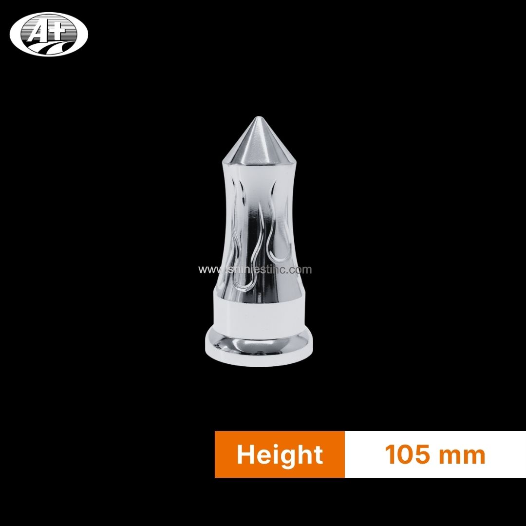 Us 22.5” ABS Chrome 33mm Flame Spiked Nut Cover