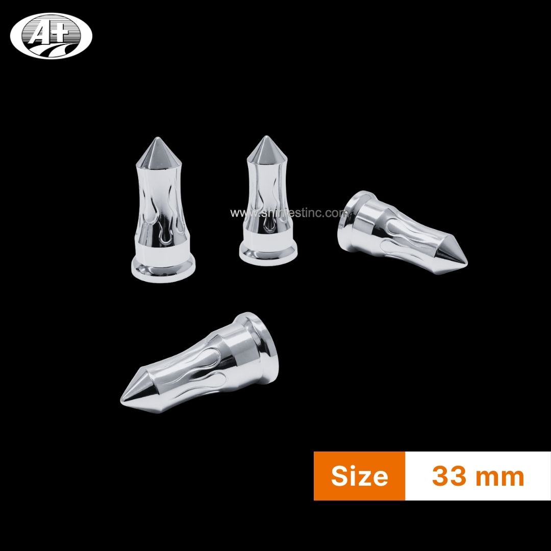 Us 22.5” ABS Chrome 33mm Flame Spiked Nut Cover