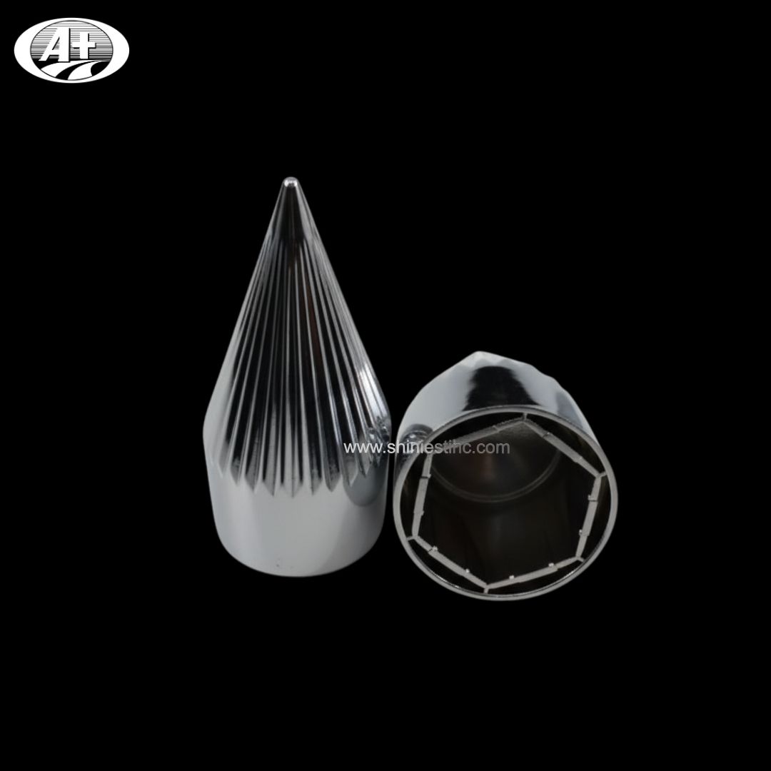 Us 22.5” ABS Chrome 33mm Ribbed Spiked Nut Cover