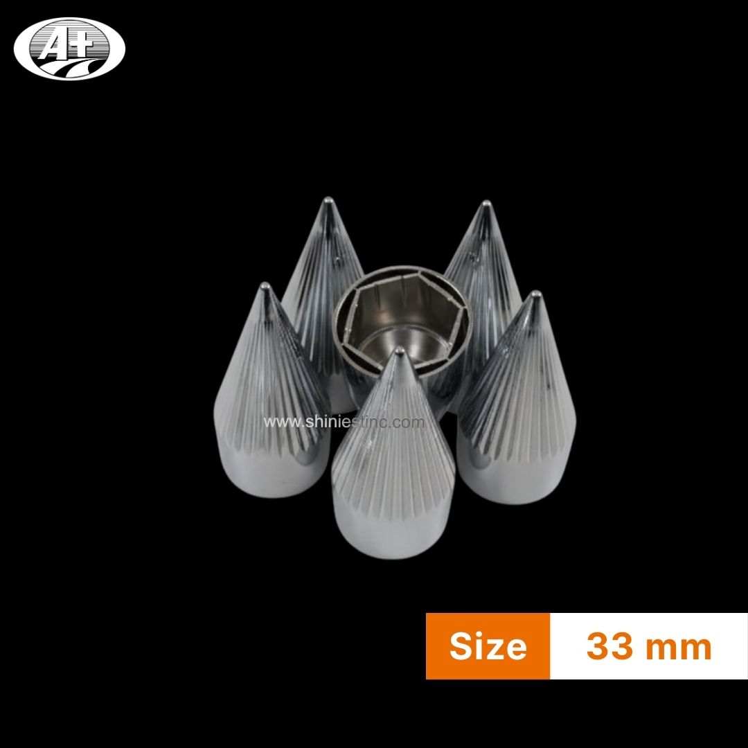 Us 22.5” ABS Chrome 33mm Ribbed Spiked Nut Cover