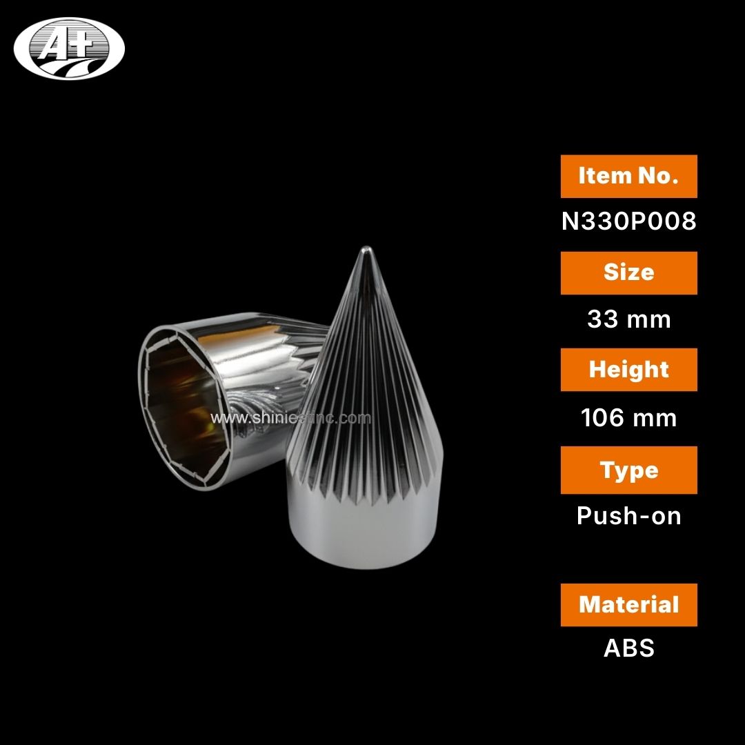 Us 22.5” ABS Chrome 33mm Ribbed Spiked Nut Cover