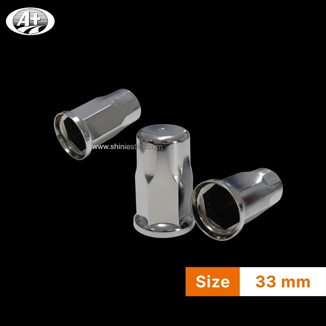 Us 22.5” ABS Chrome 33mm Flanged Round Wheel Nut Cover