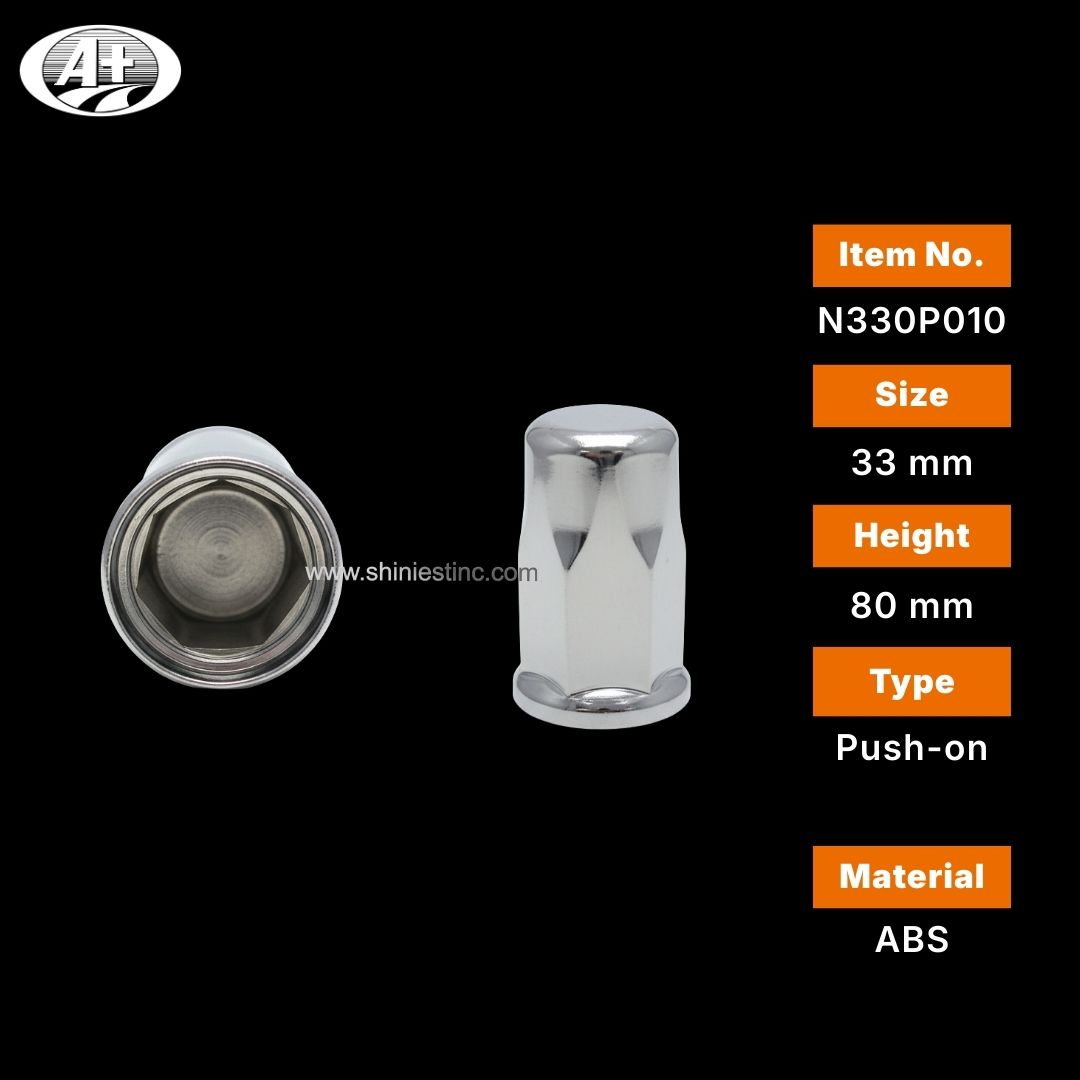 Us 22.5” ABS Chrome 33mm Flanged Round Wheel Nut Cover