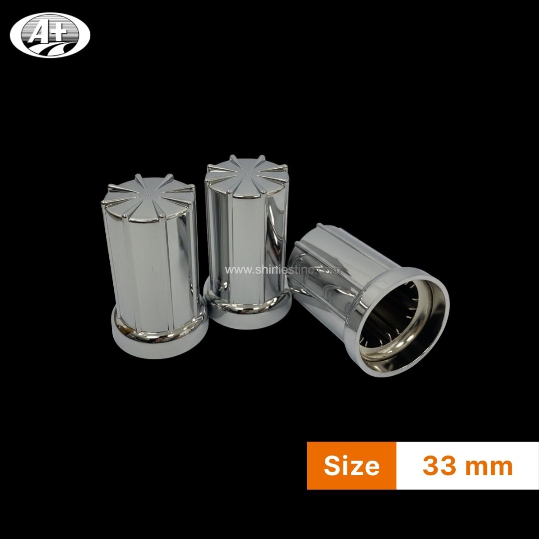 Us 22.5” ABS Chrome 33mm Ribbed Cylindrical Nut Cover