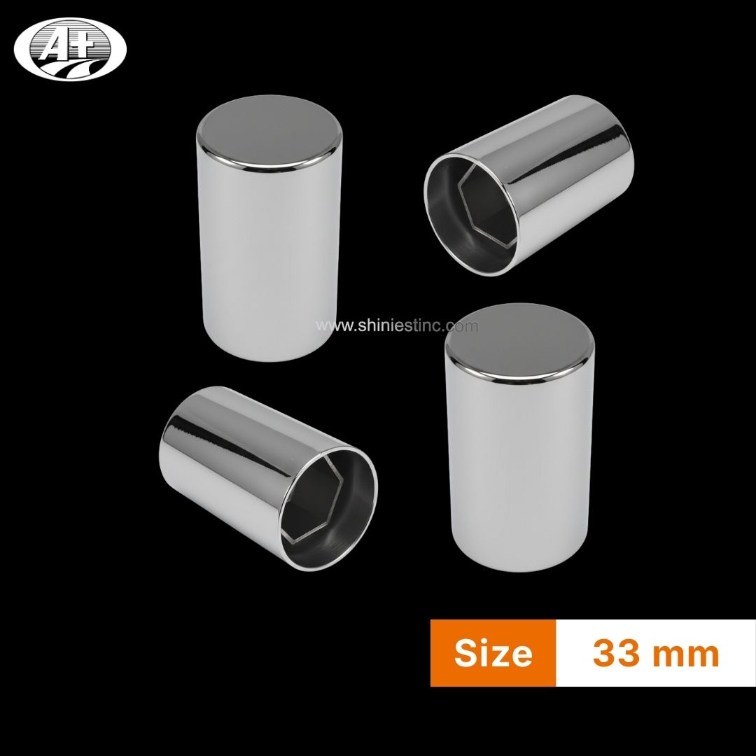 ABS Chrome 33mm Cylindrical Wheel Nut Cover for 22.5” Trucks
