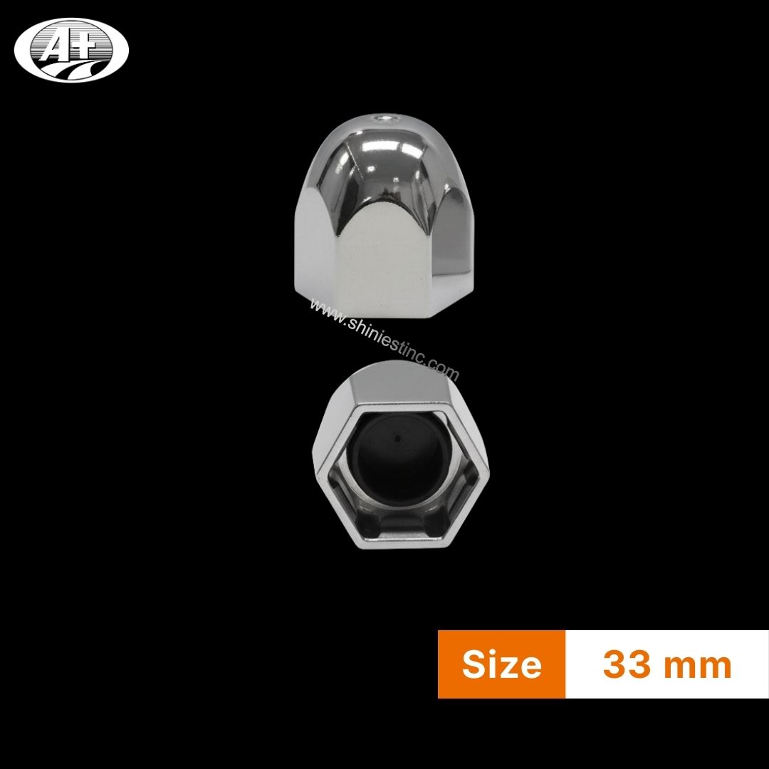33mm ABS Chrome Dome Nut Cover for 22.5” Truck Wheels