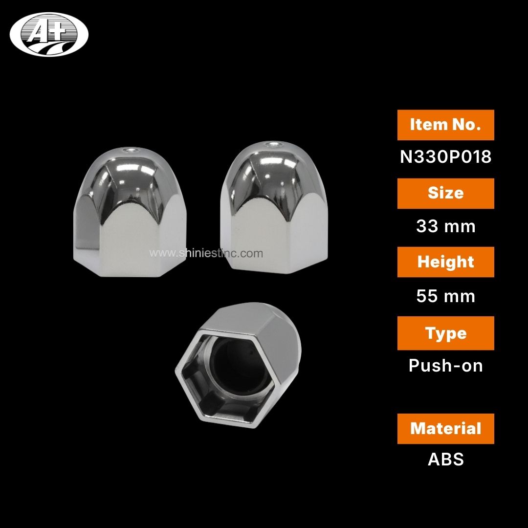 33mm ABS Chrome Dome Nut Cover for 22.5” Truck Wheels