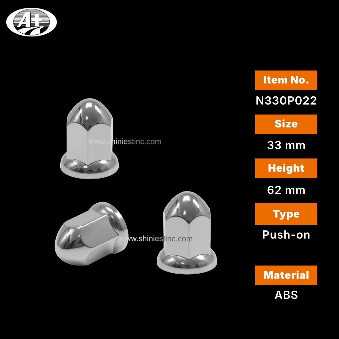 Heavy-Duty ABS Chrome 33mm Hex Nut Cover for 22.5 Inch Truck Wheels