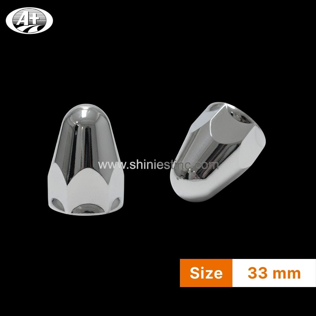 ABS Chrome 33mm Cone Nut Cover for 22.5 Inch Truck Wheels
