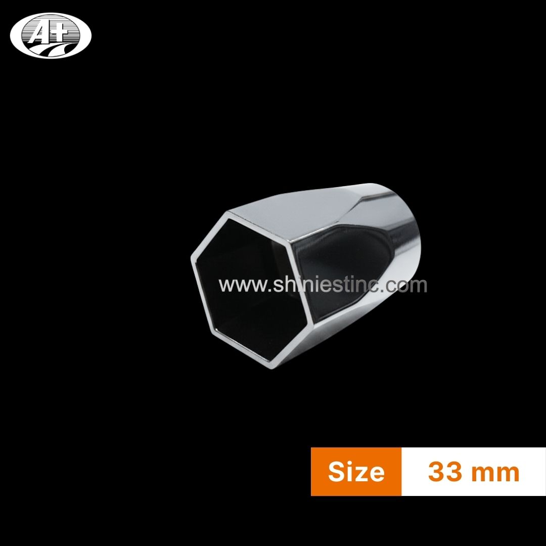 Chrome ABS 33mm Hex Nut Cover for 22.5 Inch Commercial Wheels