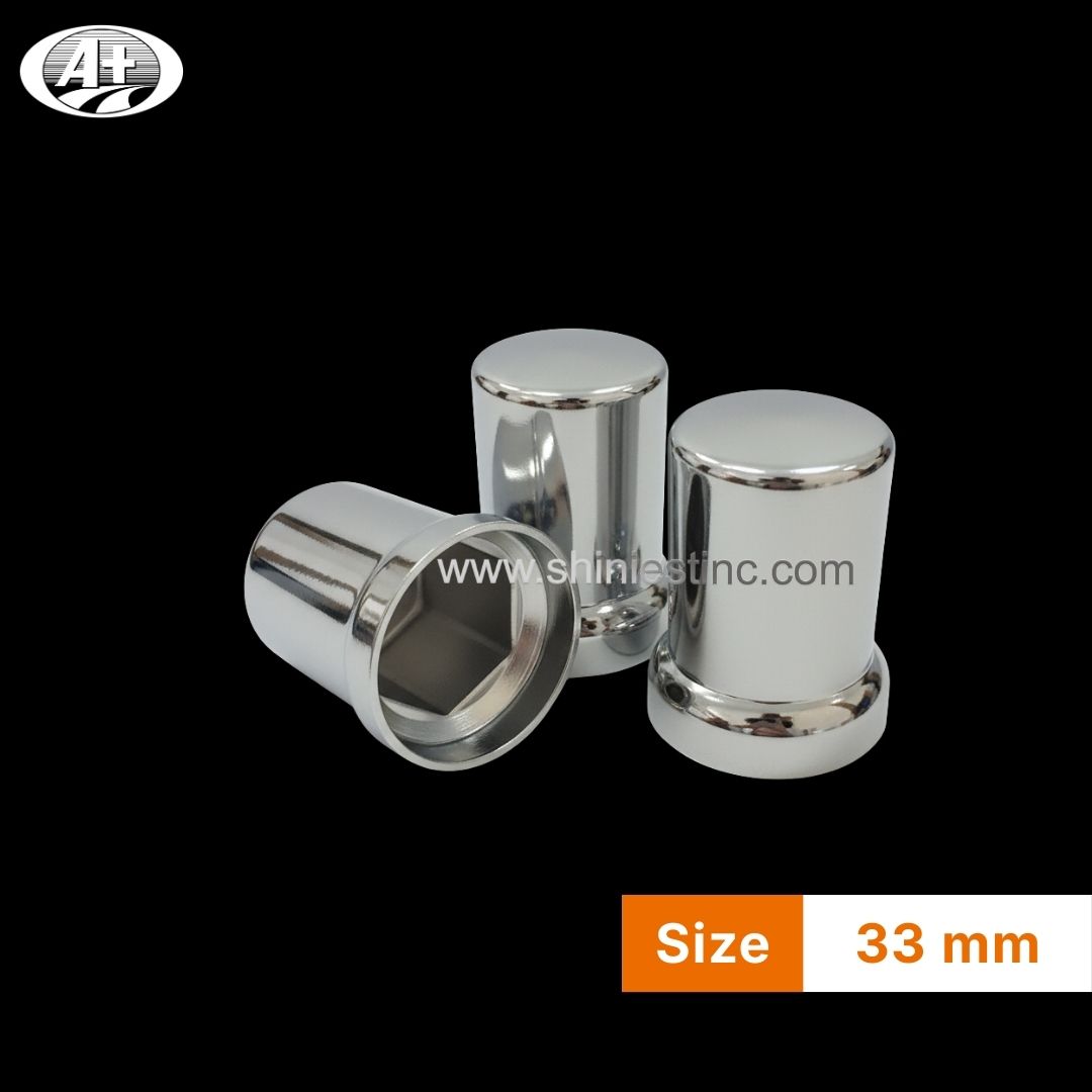 ABS Chrome 33mm Round Nut Cover for 22.5 Inch Truck Wheels