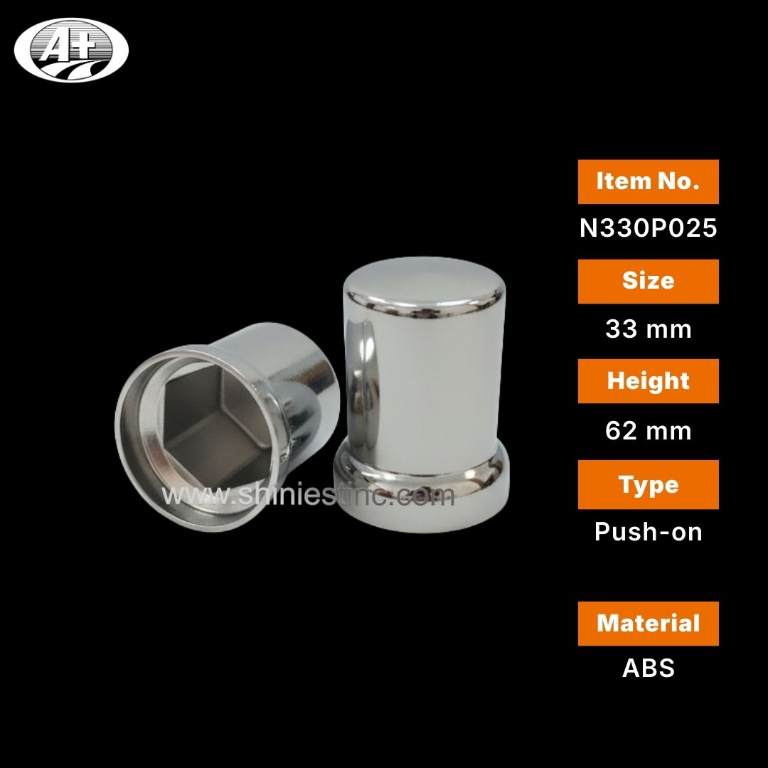 ABS Chrome 33mm Round Nut Cover for 22.5 Inch Truck Wheels