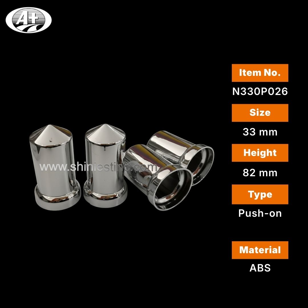 ABS Chrome 33mm Cone Style Nut Cover for 22.5 Inch Wheels