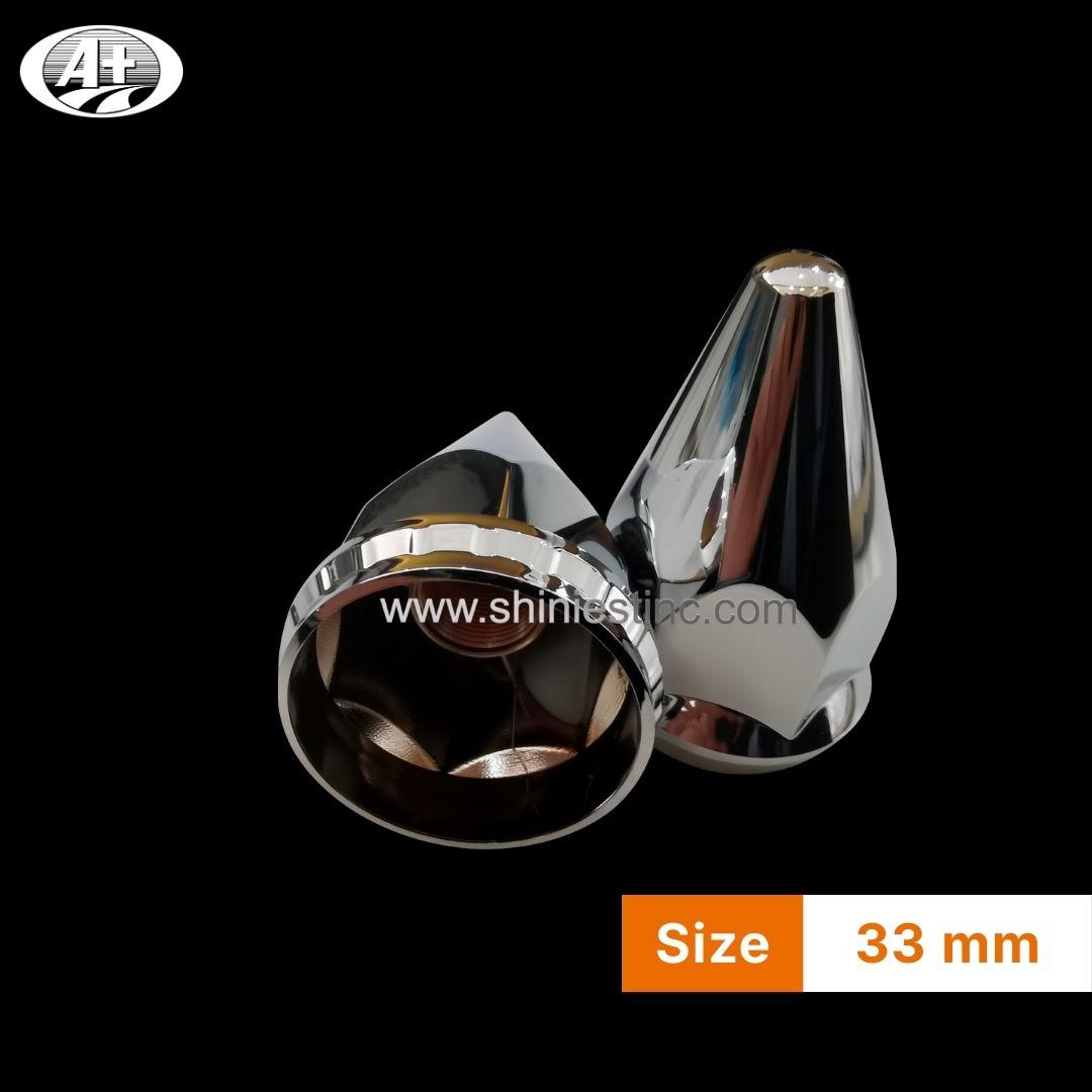 Chrome ABS 33mm Spike Nut Covers for 22.5” Truck Wheels