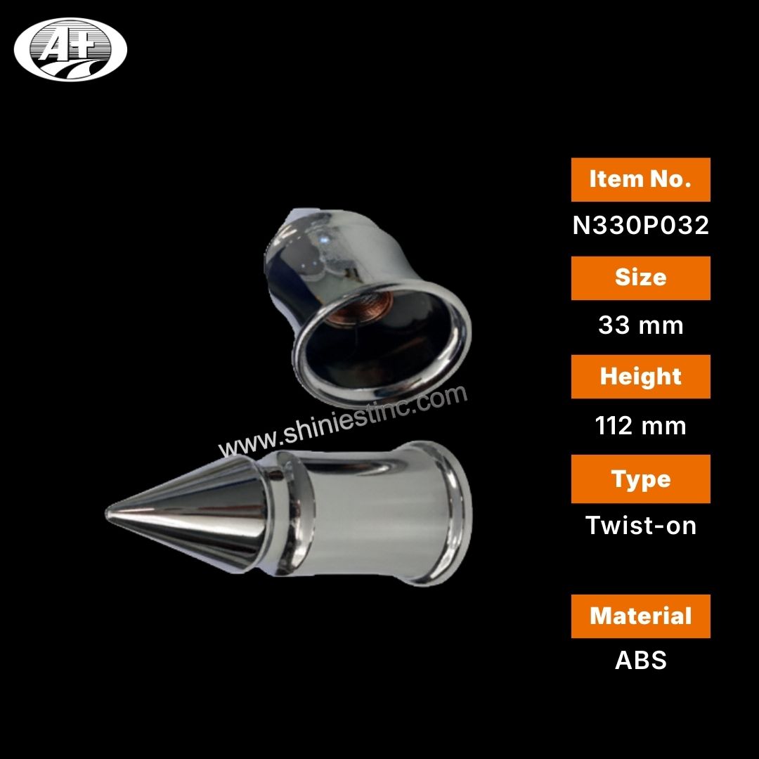 ABS Chrome 33mm Spike Lug Nut Cover for 22.5 Inch Trucks