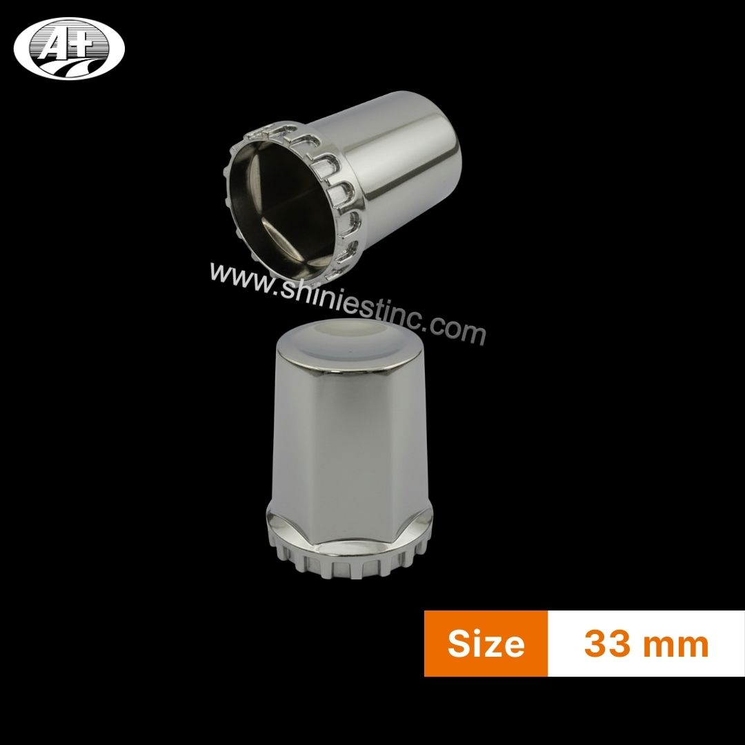 33mm Chrome ABS Round Lug Nut Cover for Heavy Duty Trucks